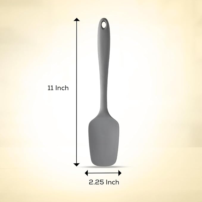 Mrs. Anderson’s Baking Silicone Spoon-Shaped Spatula, Flexible And Nonstick, One-Piece Design, Gray, For Mixing, Folding, Scraping, Baking, And Cooking