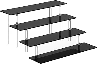HENABLE 4 Tier Perfume Organizer Stand, Acrylic Risers Display Stands, Display Risers, Perfume Shelf Dessert Display for Party, Figure Stand Funko POP Shelves, Black Cupcake Stand Holder