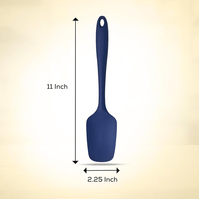 Mrs. Anderson’s Baking Silicone Spoon-Shaped Spatula, Flexible And Nonstick, One-Piece Design, Navy Blue, For Mixing, Folding, Scraping, Baking, And Cooking