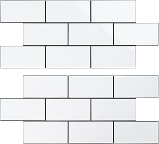 Peel and Stick Backsplash Tile, 20 Sheets White Subway Tile Backsplash for Kitchen and Bathroom, Waterproof Self Adhesive Wall Tile, Heat Resistant, Easy DIY Install, Covers 9.2 Sq.Ft