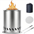 Tabletop Firepit 9.7 x 7.1 Inch, Portable Mini Smokeless Table Top Fire Pit, Low Smoke Camping Stove for Pellets or Wood with Heat-Resistant Mat, Travel Bag & 2 Roasting Sticks, Silver