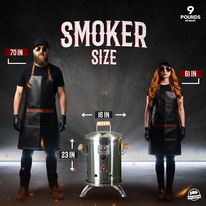 (9 Pound) 2-in-1 Smoker Barrel Vertical Grill - Premium 304 Stainless Steel - Mini Barril Charcoal BBQ Thermometer & Ventilation - Cooking Accessories Meat Kit - Portable Outdoor, Camping - QUE ASADOR
