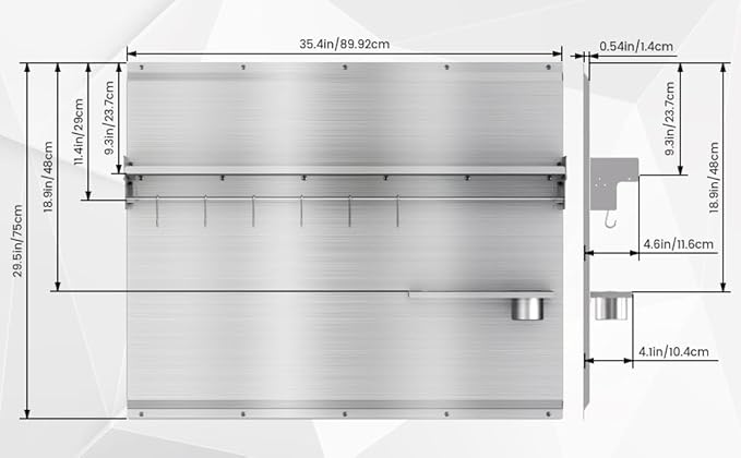 36"x24" Stove Backsplash, Stainless Steel Range Backsplash with Storage Shelf & Hooks - Easy Install Kitchen Splash Guard Wall Panel