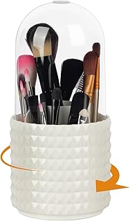 Makeup Brush Holder Organizer -360° Rotating Multi-Functional Pen Holder for Desk,Multi-Purpose Desktop Stationary Organizer,Storage Cup for Lipsticks, Comb, Beauty Tool in Vanity (White+B)