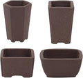 Happy Bonsai 4 pc Unglazed Planter Pots Mini Succulent 2" (5 cm) Natural Color