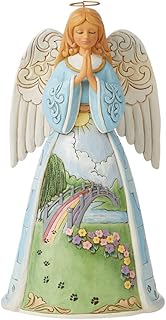 Enesco Jim Shore Heartwood Creek Rainbow Bridge Pet Bereavement Angel Figurine- Stone Resin Hand Crafted Painted Collectible Decorative Figurines Home Decor Pet Memorial Statue, 9.7 Inch