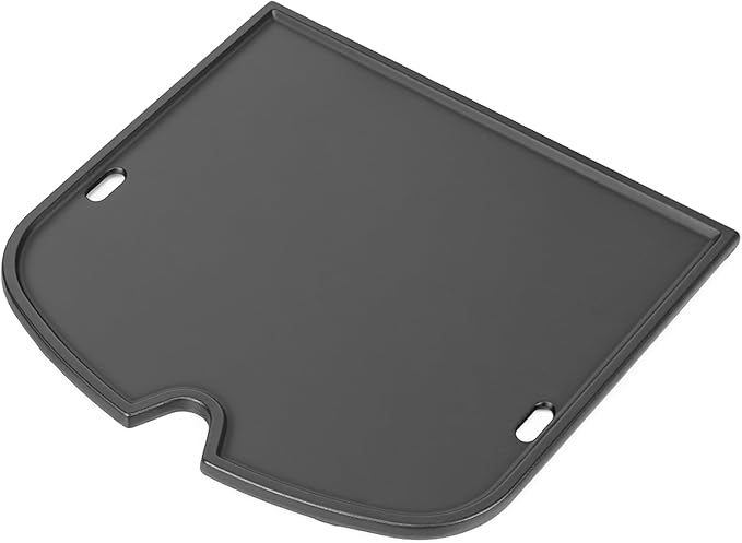 7034 Cast Iron Griddle - 13.5" x 12.4" for Weber Traveler Gas Grill with Grease Holes, Flat Top Insert Cooking Griddle for Traveler Model 9010001 9011701 1501740 1501741 and More