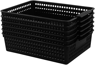 Begale 6-Pack Desktop Storage Basket for Office Supplies, File, Letter and Document Organizer, Black