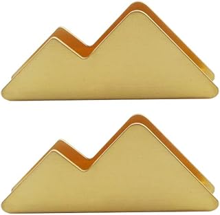 Metal Business Card Holder for Desk Brass Business Card Stand for Office Tabletop Counter Organizer Gold 2 Pack