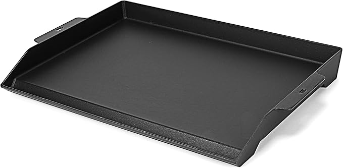 Utheer 25" x 16" Cast Iron Griddle for Gas Grill and Stove Top, Universal Flat Top Griddle with Pre-Seasoned Nonstick Coating, X-Shaped Reinforced Ridges, Perfect for Healthy Cooking, Parties, Camping