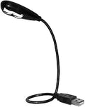 USB Reading Lamp with 2 LED Lights and Flexible Gooseneck - 2 Brightness Settings and On Off Switch for Laptop Keyboard (Black)