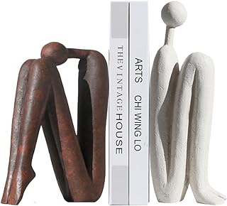 BANOMII Decorative Bookends for Heavy Books, Thinker Statue Book Holders for Shelves & Office Desk, Abstract Decor Aesthetic Book Ends Stoppers, Modern Bookshelf Decoration