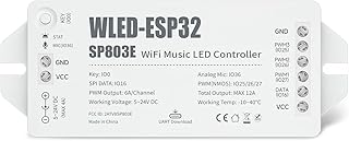 BTF-LIGHTING ESP32 WLED LED Strip Controller SP803E Built-in Mic DIY Dynamic Modes UART USB Type-C Download for WS2811,WS2812,SK6812,WS2814,WS2815 Addressable LED Strip/Matrix,PWM Dimming CCT RGB LED
