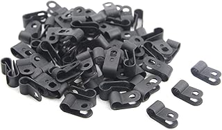 TOVOT 200 PCS 1/4" Nylon Cable Clamps Assortment R-Type Cable Clips Kit Black Plastic Wire Clamps Fasteners for Wire Mounting