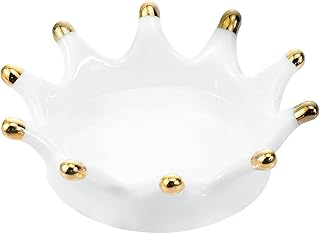 SOCOSY Royal Ceramic Crown Ring Holder Jewelry Stand Holder Trinket Tray Ring Dish for Earring Bracelet Keys Necklace Wedding Birthdays Xmas Gift