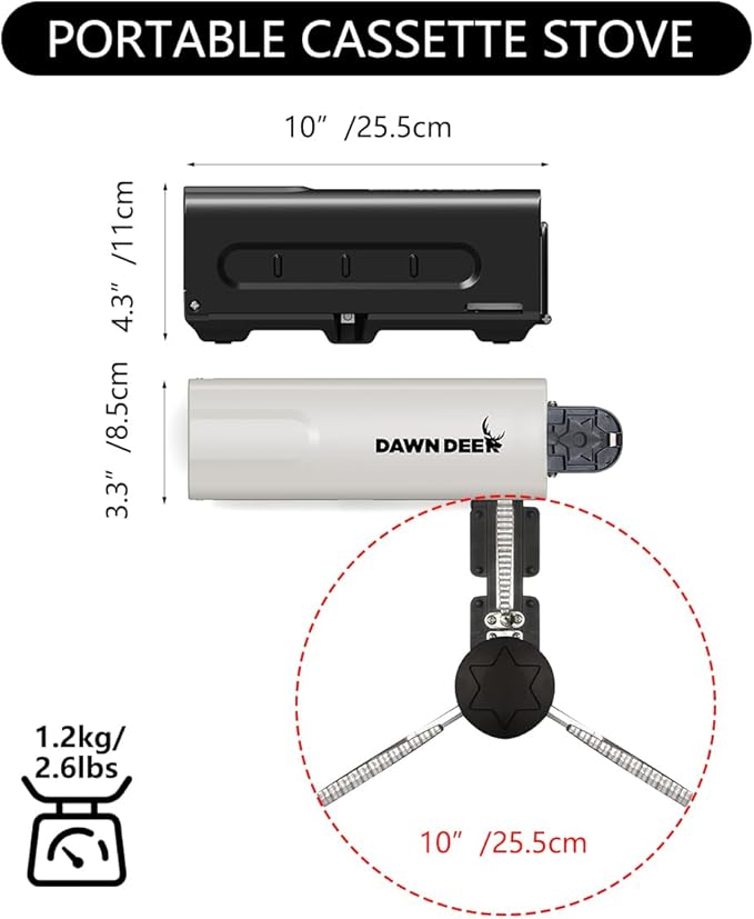 Portable Cassette Stove With Delicate Storage Bag, Foldable Camp Stove Compact Camping Stove, 2200W Folding Butane Gas Burner (White)