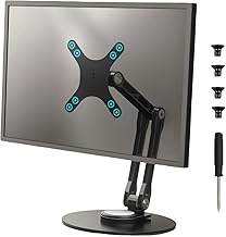 Portable VESA Monitor Stand for 15.6 Inch Monitors, Aluminum Portable Screen Mount for Desk with 360°Rotation Bases, Adjustable Secondary Travel Monitor Stand Compatible with 15.6/16/18.5 Inch - Black