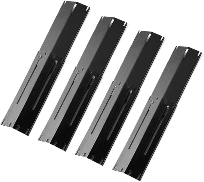 Outspark Universal Heat Plate Shield, Heat Tent, Flavorizer Bar, Burner Cover, Flame Tamer Replacement Parts for Gas Grill,Adjustable Extends from 11.75" up to 21",4 Pack,Porcelain Steel