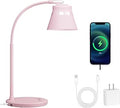 AXX TU08 Pink Cute Desk Lamp with USB Charging Port, 650 Lumens 3-Color Modes, 5-Touch Dimming, 30/60-Minute Timer, 18-Inch LED Small Table Light for Kids Teen Girls, College Dorm Room Essentials