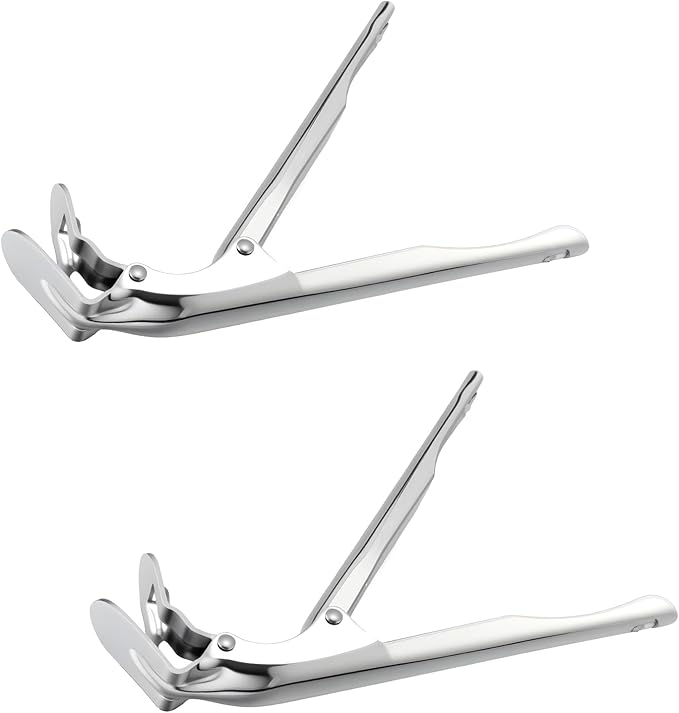 LemonRoad 2 Pcs Grill Grate Lifter Gripper 8.3 Inch Stainless Steel Grate Grabber Accessories Compatible with Kamado Green Egg Louisiana Accessories for Ovens Barbecue Grills Handle Tools