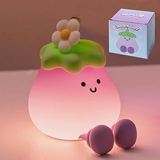 Eggplant Night Light for Adults Kids,Cute Silicone Dimmable Sleeping Decoration Nursery Nightlight,Rechargeable Bedside Touch Table Lamp for Kawaii Room Decor