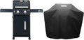 Monument Grills 2-Burner Foldable Stainless Steel Liquid Propane Gas Patio Garden Barbecue Grill with Clearview® Lid, Knob Control Mesa220 with BBQ Cover