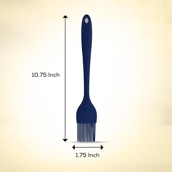 Mrs. Anderson’s Baking Silicone Basting Brush, Non-Stick, Heat Safe, Shed-Proof Bristles, Navy, 1.75-Inches, For Butter, Egg Wash, Glaze, And Baking Prep