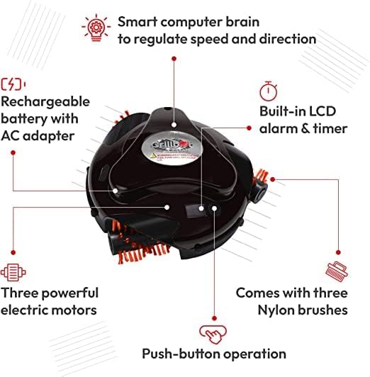 Grillbot Automatic Grill Cleaning Robot with Nylon Brushes, BBQ Grill Cleaner, Grill Brush, Grill Scraper, BBQ Accessories (Black, Grillbot Only)