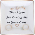 PUDDING CABIN Mothers Day Gift for Mom Ring Dish Square Trinket Tray - Thank You for Loving Me as Your Own - Mother in Law Gift, Stepmom Mom Birthdady Gifts, Present for Mothers