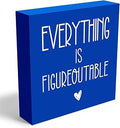 Inspirational Wooden Box Sign Office Decor Motivational Gifts Decorative Positive Affirmations Office Desk Decor for Tabletop Bookshelf Home Meeting Room Bedroom Rustic Square Wall Decor Blue