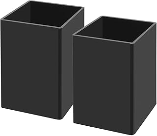 NIUBEE Black Acrylic Pen Holder 2 Pack, Desktop Pencil Cup Stationery Organizer for Office Desk Accessory