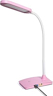 Pink Desk Lamps for Home Office - Super Bright Small Desk Lamp with USB Charging Port, a Perfect LED Desk Light as Study Lamp, Bedside Reading Lights
