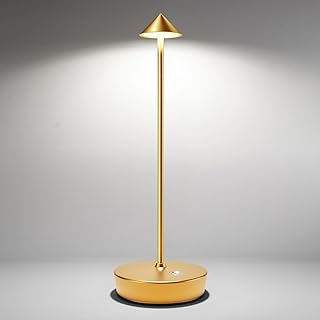 Cordless Table Lamps Rechargeable, 6000mAh Battery Operated LED Desk Lamp Outdoor Waterproof Portable Touch Dimmable Table Night Light for Patio Restaurant Dining Home Gold
