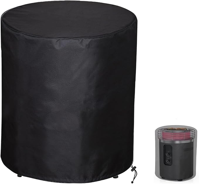 SheeChung Fire Pit Cover Round 24" D X 29" H for Ninja Fireside 360 Outdoor Heater,Heavy Duty 600D Outdoor Waterproof & Tear Resistant Cover,Fits for 22/24 inch Fire Pit Table,Drawstring & Air Vents