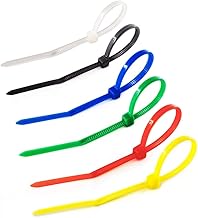 HS Small Colored Zip Ties 6 Inch 600pcs Multi-Color Zip Wire Tie for Deco Mesh Wreath Supplies,Colorful Plastic Ties Yellow, Black,White,Blue,Red,Green for Cord Management