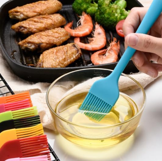 Silicon Basting Brushes, Heat Resistant Pastry Brushes, Spread Oil Butter Sauce Marinades for BBQ Grill Barbeque & Kitchen Baking (Blue)