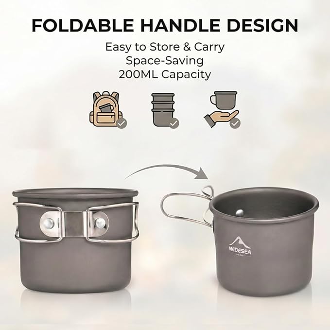 widesea 8PCS Camping Cookware Mess Kit Backpacking Outdoor Lightweight with Pot Pan Tableware