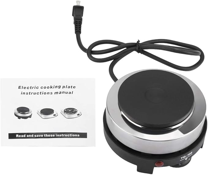 Joyzan Mini Hot Plate, 500W Small Electric Stove Portable Cooktop Heater Moka Pot Single Burner Temperature Control Heat Fast for Home Coffee Tea Water Kitchen Cooking Outdoor Camping Travel 110V
