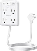 Surge Protector Power Strip, Outlet Extender Stick with USB C Ports, 4 Outlet 3 USB, 4 FT Extension Cord Flat Wall Plug, Home Office Dorm Room Essentials, White