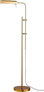 O'Bright Cedric Adjustable Pharmacy Floor Lamp - Industrial Design for Reading, Crafting, Work - 10W LED, Height 45-61 inches - Ideal for Living Room, Bedside, Office - Antique Brass (Gold)