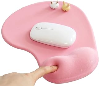 Office Mousepad with Gel Wrist Support - Ergonomic Gaming Desktop Mouse Pad Wrist Rest - Design Gamepad Mat Rubber Base for Laptop Computer -Silicone Non-Slip Special-Textured Surface (01Pink)