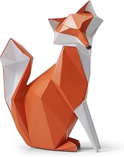 HAUCOZE Fox Statue Figurine Modern Animal Sculpture Home Decor Geometric Art Gift for Shelf Desk Living Room 8.0 Inch