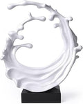 Abstract Sculpture Decor Modern Art Gift Sea Wave Figurine Table Centerpiece Statue for Living Room Bedroom Office White 16.5 Inch