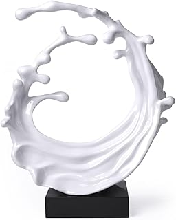 Abstract Sculpture Decor Modern Art Gift Sea Wave Figurine Table Centerpiece Statue for Living Room Bedroom Office White 16.5 Inch