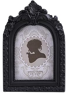 SIKOO Vintage Mini Picture Frame 2.5 × 3.5 Ornate Black Small Picture Frame Tabletop Wall Mount Small Victorian Gothic Decor