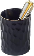 Ceramic Aesthetic Pen Holder for Desk Cute Pencil Holder Cup Pot Desk Organizer for Men Women Makeup Brush Holder Toothbrush Holder (Black)