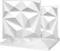LEVOWAY 33 Pack Decorative 3D Wall Panels for Interior Wall Decor,12''x12'' White Diamond Design Accent Wall Panles for Living Room,TV Wall Background,Bedroom