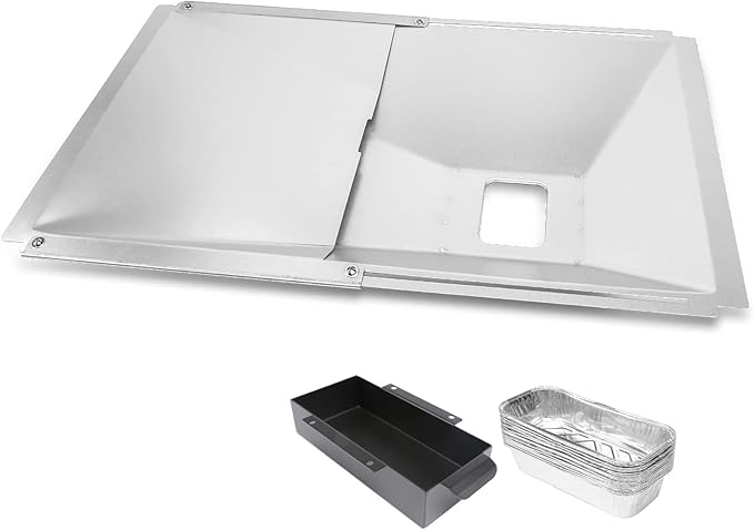 Utheer Universal Grease Tray with Catch Pan and Foil Liner for Nexgrill, Charbroil, Cuisinart, Dynaglo, Kenmore, BHG, Master, Expert Gas Grill, Drip Pan for 2/3/4 Burner Grill, 10Pcs Aluminum Liner