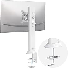 Hemudu Single Desk Monitor Arm Mount Stand Fit for 13 inch to 32 inch Flat Curved Computer Screen with Swivel, Height Adjustable, Rotation,Holds up to 77lbs, White