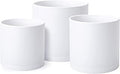 D'vine Dev 6 Inch 6.5 Inch 8 Inch, Set of 3 Plastic Planter Pots for Plants with Drainage Hole and Seamless Saucers, White Color, Medium, 74-V-A-3